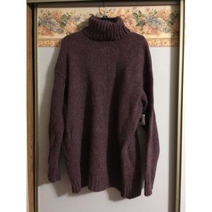 DKNY Medium NWT Purple Lambs Wool Turtleneck Knit Oversized Sweater